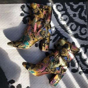 ASOS jacquard metallic print ankle boot